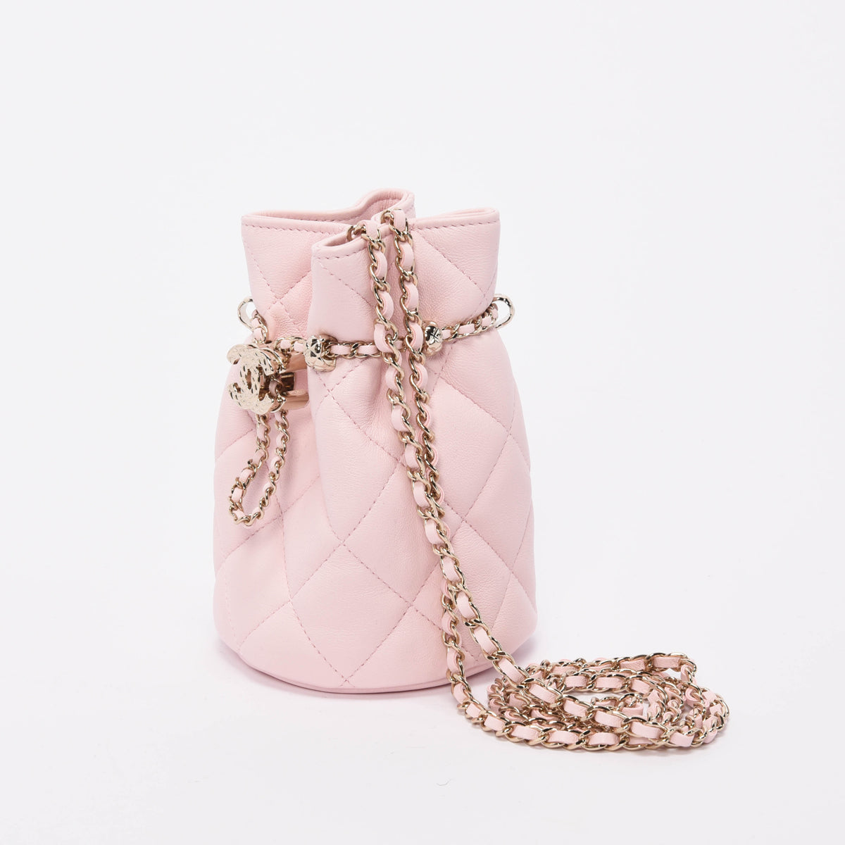 Chanel Light Pink Quilted Calfskin Nano CC Bucket Bag