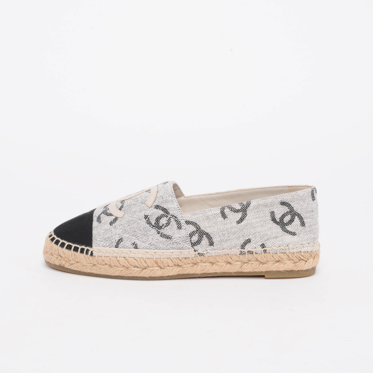 Chanel Grey & Black Canvas CC Espadrilles 40