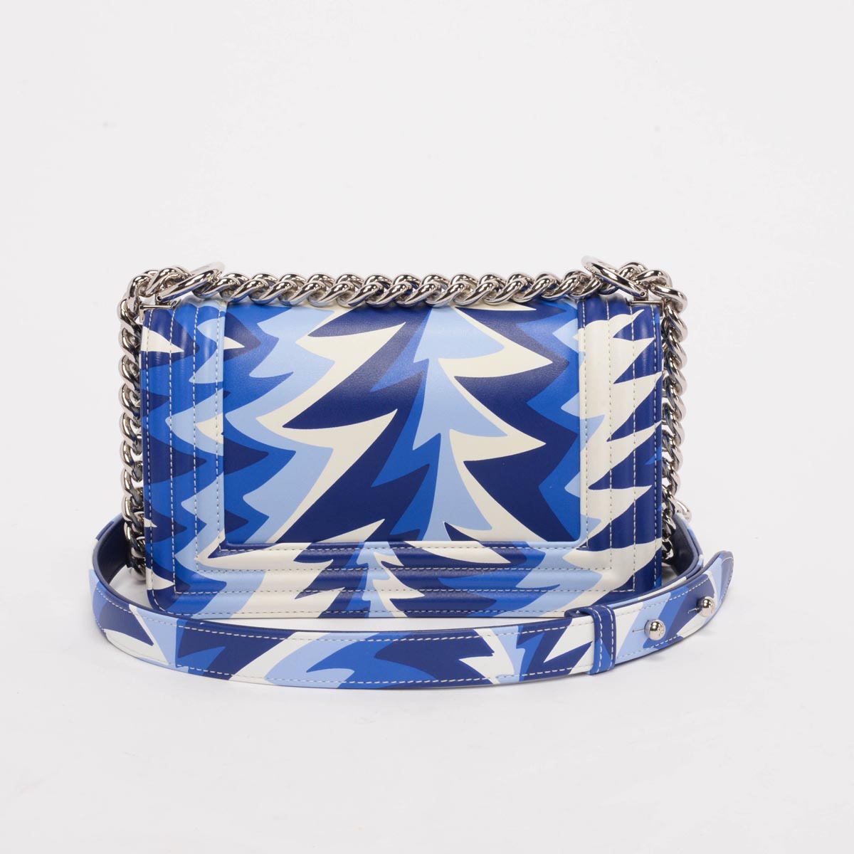 Chanel Blue Printed Calfskin Small Boy Bag