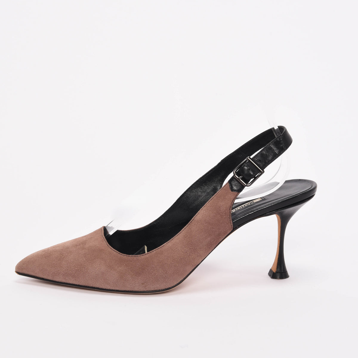 Manolo Blahnik Taupe Suede Slingback Pumps 40