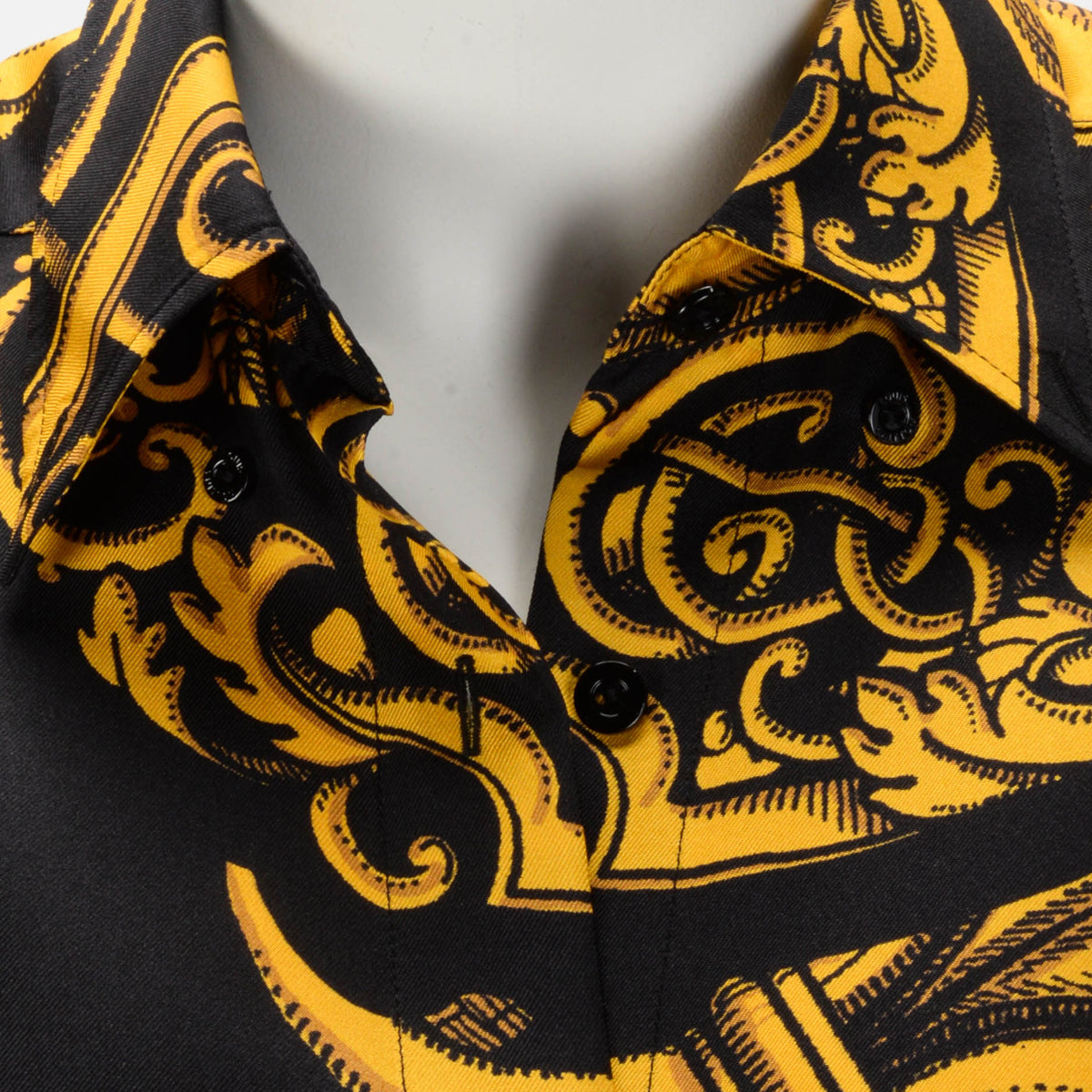 Louis Vuitton Black & Gold Silk Fornasetti Keys Shirt FR 36