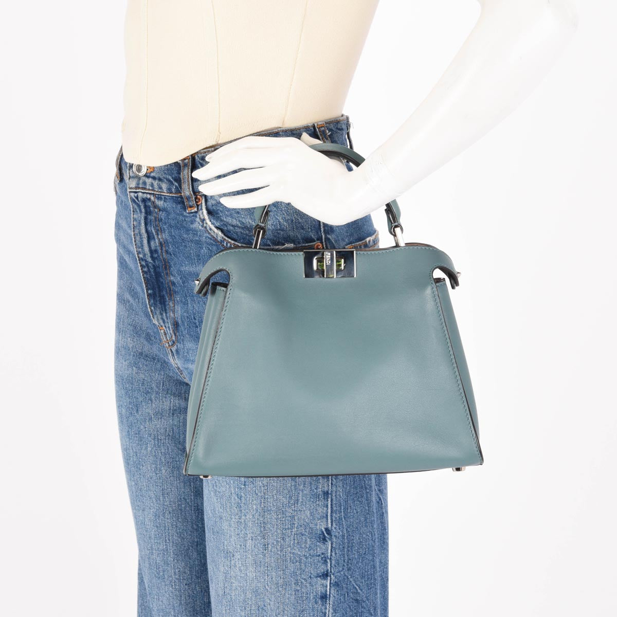Fendi Mist Green Calfskin Peekaboo Iconic Essentially Bag