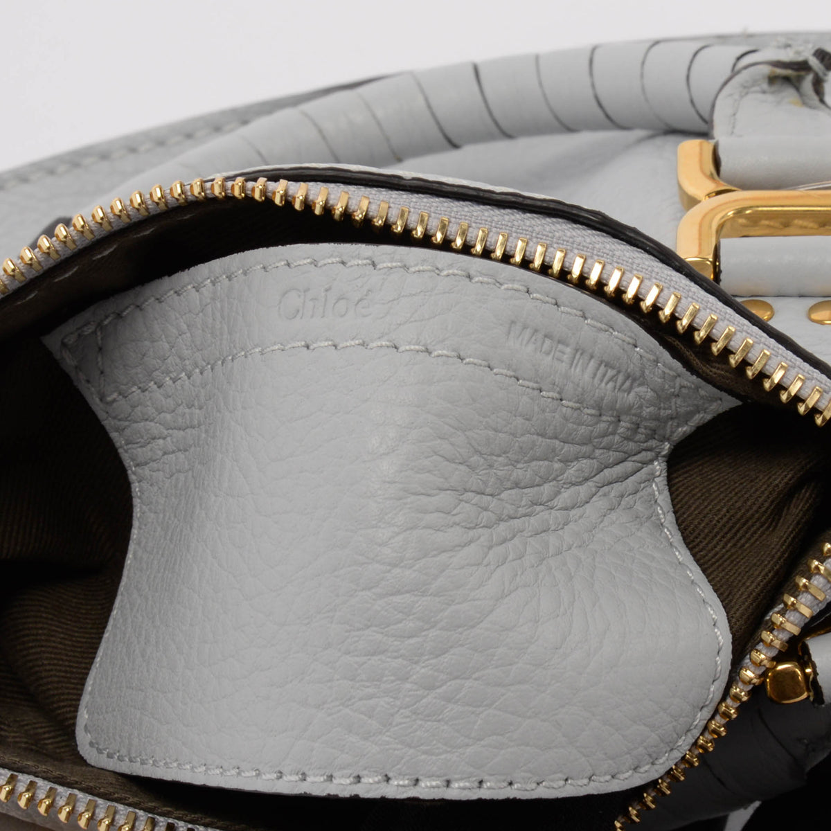 Chloe Pale Blue Grained Calfskin Mini Double Marcie Bag
