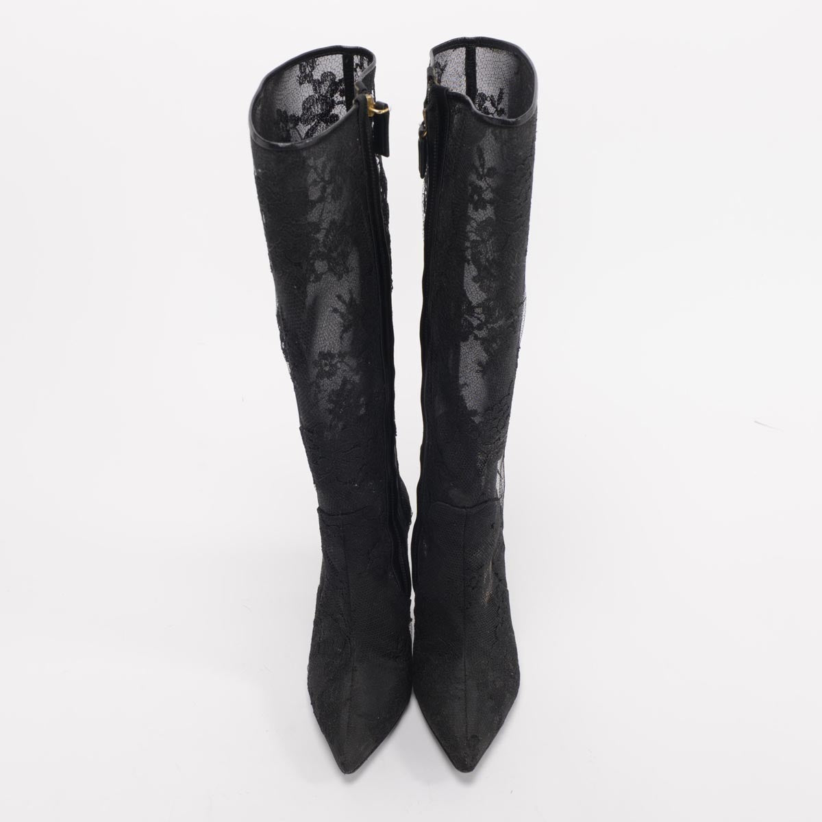 Valentino Black Lace Knee Length Boots 37