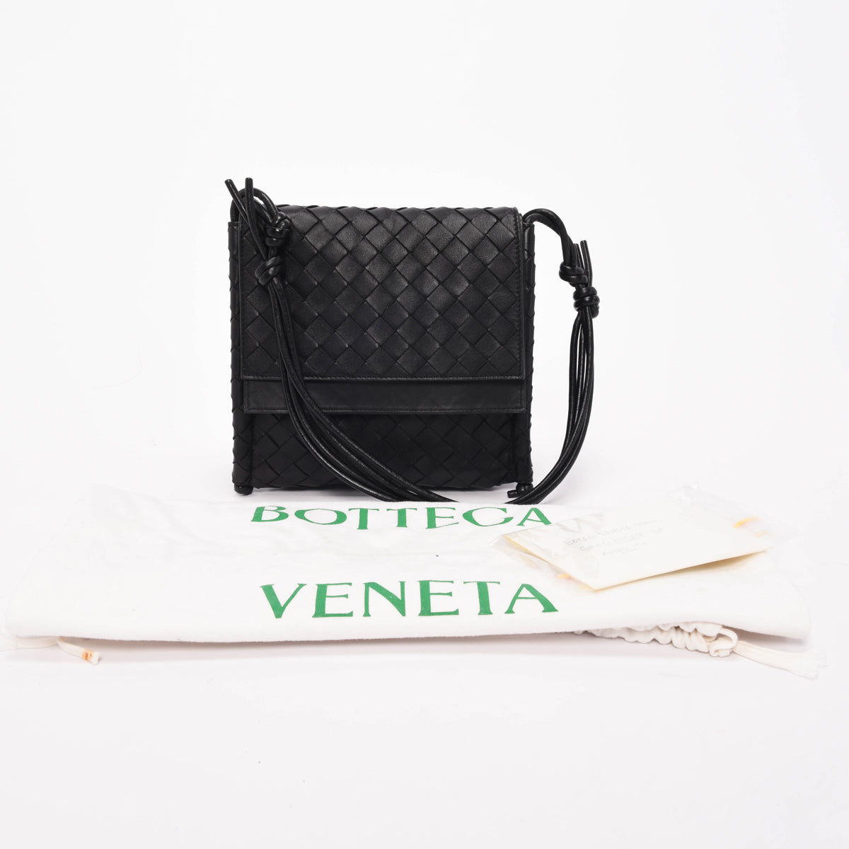 Bottega Veneta Black Intrecciato Small BV Fold Bag