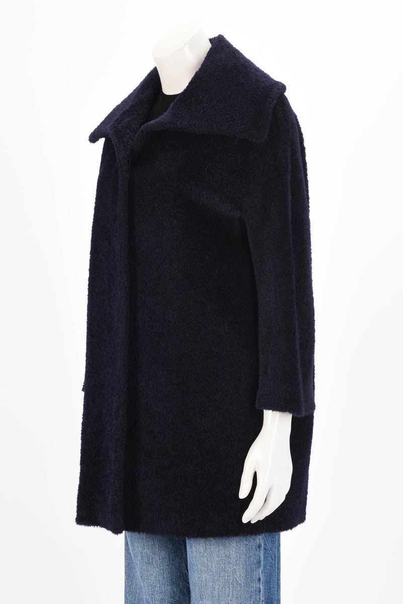 Max Mara Navy Alpaca Blend Wide Collar Coat IT 36