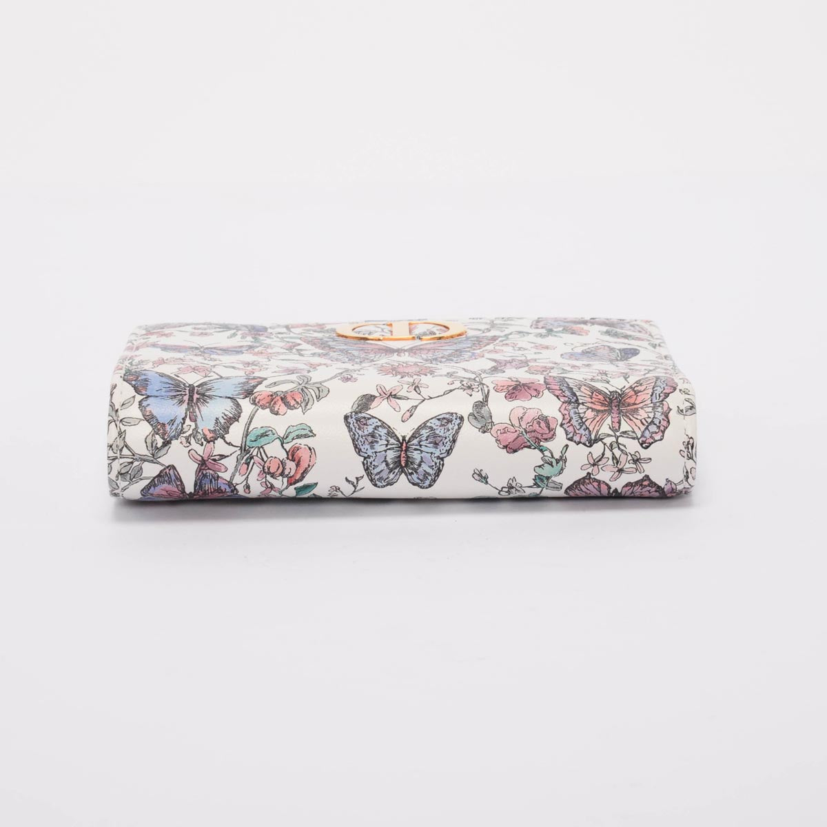 Dior White Butterfly Print Caro Dahlia Wallet