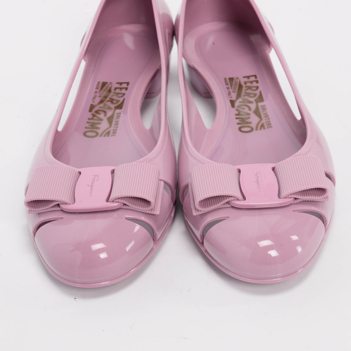 Ferragamo Lilac Jelly Vara Bow Ballet Flats 7