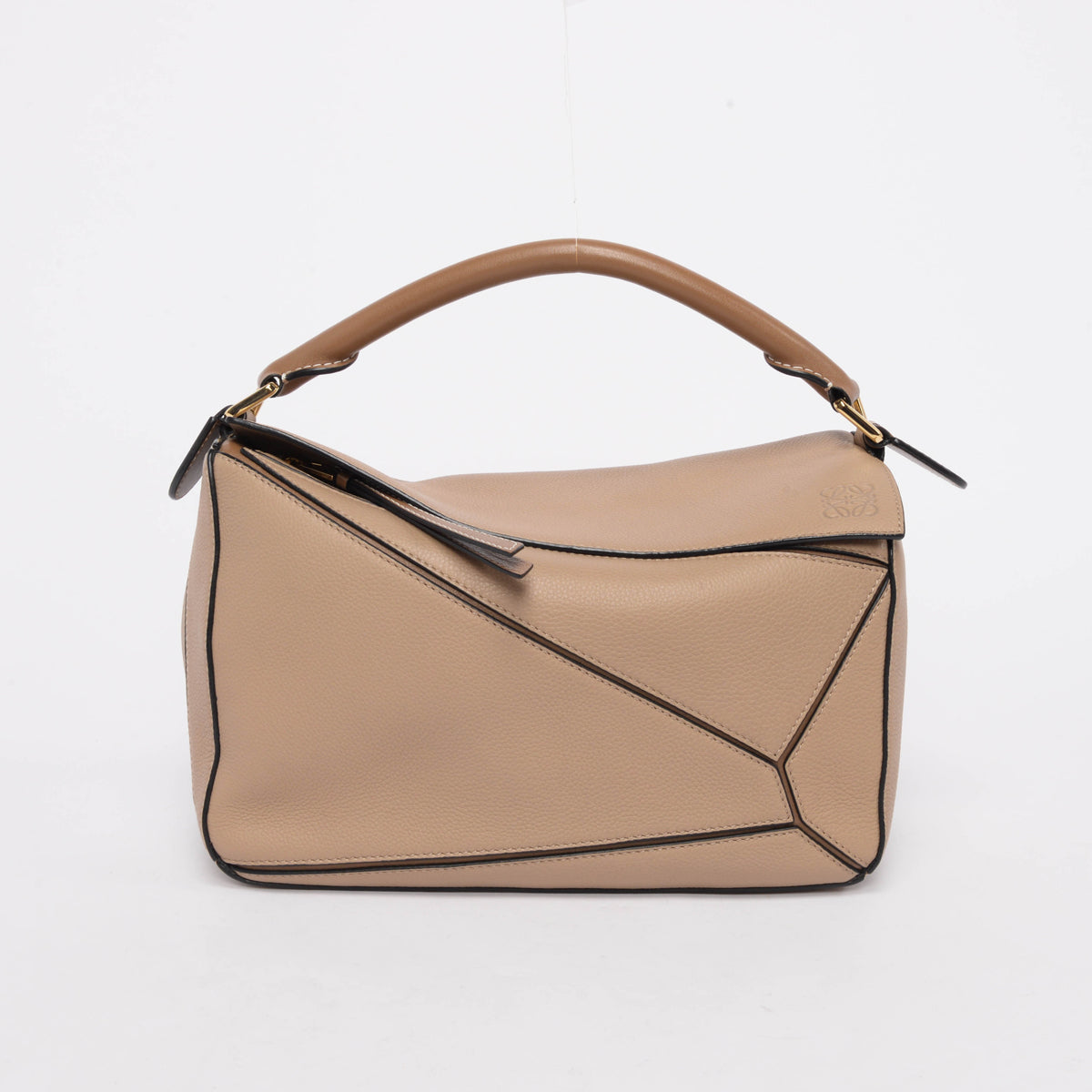 Loewe Sand & Mink Grained Calfskin Medium Puzzle Bag