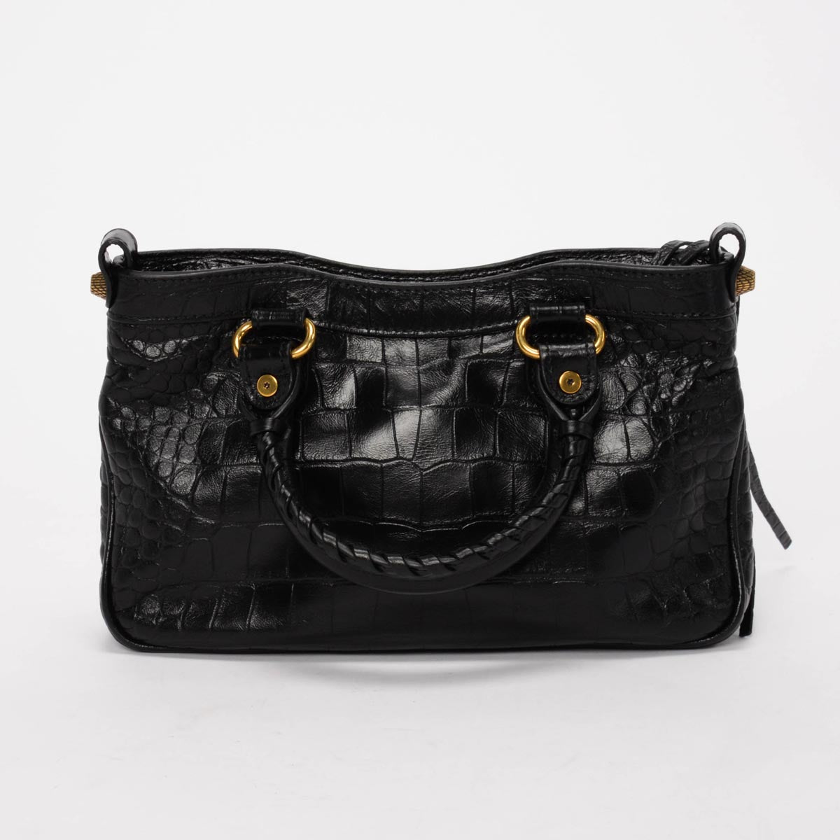 Balenciaga Black Moc Croc Small Neo Cagole Tote