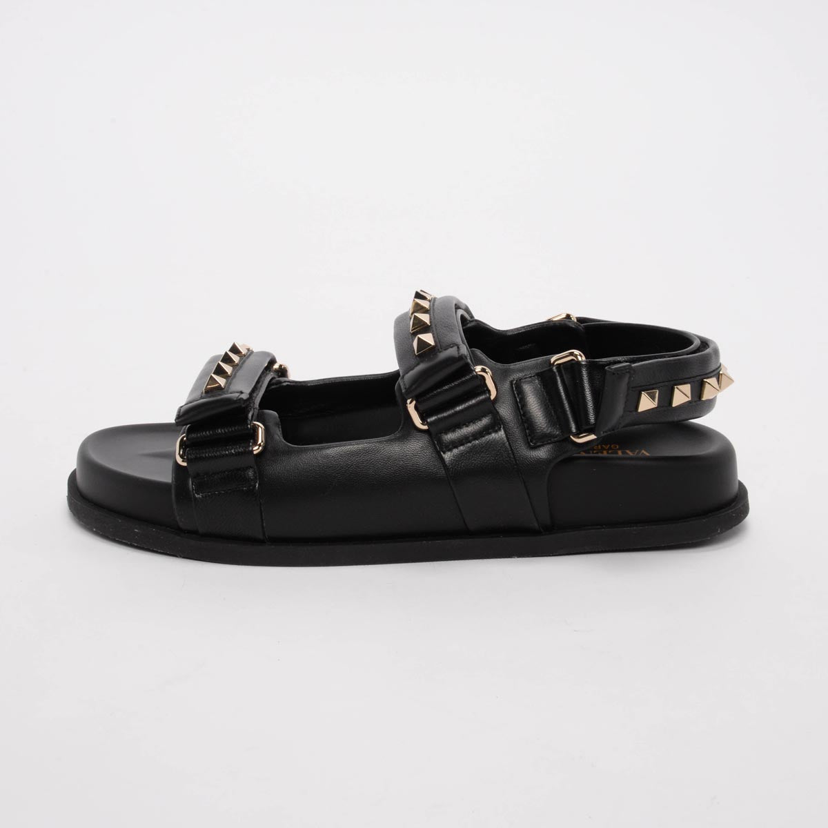 Valentino Black Calfskin Rockstud Sandals 37