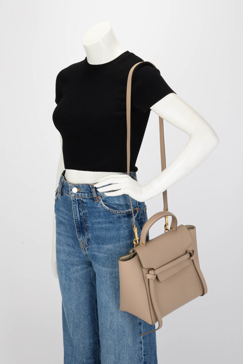 Celine Beige Grained Calfskin Micro Belt Bag