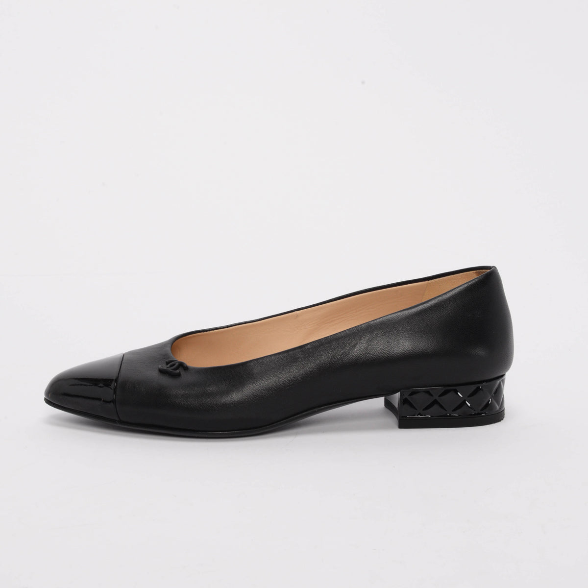 Chanel Black Lambskin CC Flats 37