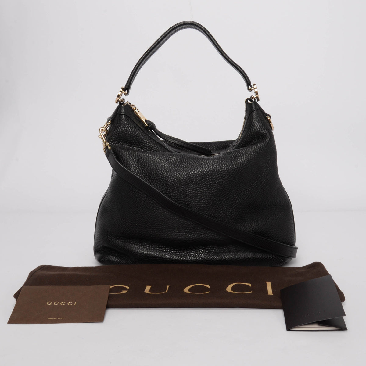 Gucci Black Grained Calfskin Small Miss GG Hobo Bag