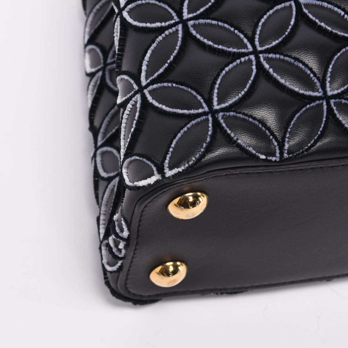 Louis Vuitton Black Lambskin Flocked Flower Capucines BB