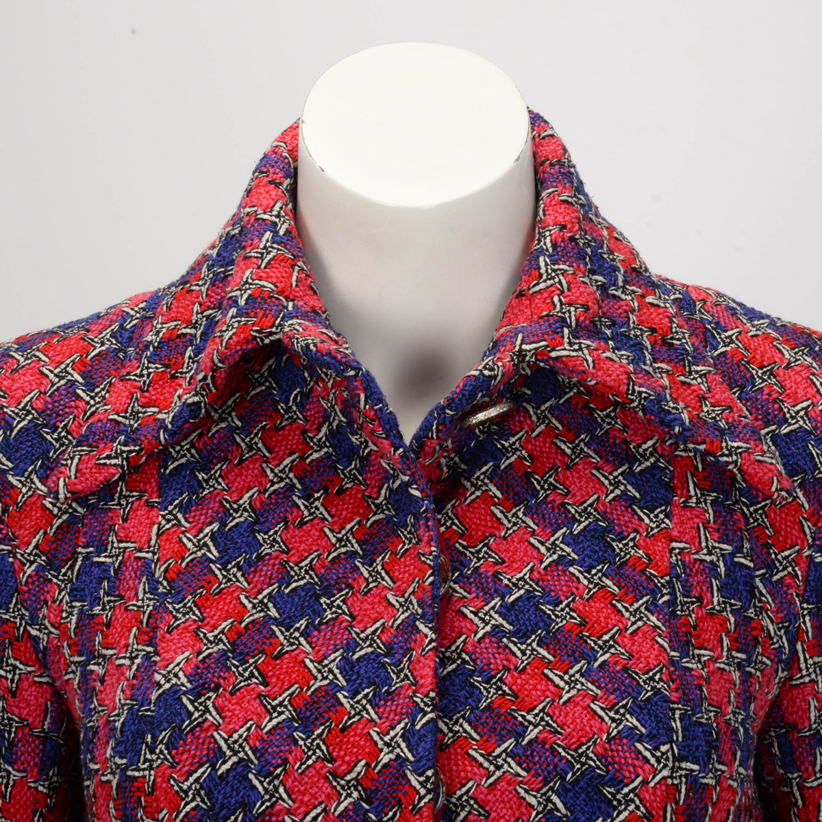 Chanel Pink & Purple Houndstooth Tweed Jacket FR 38
