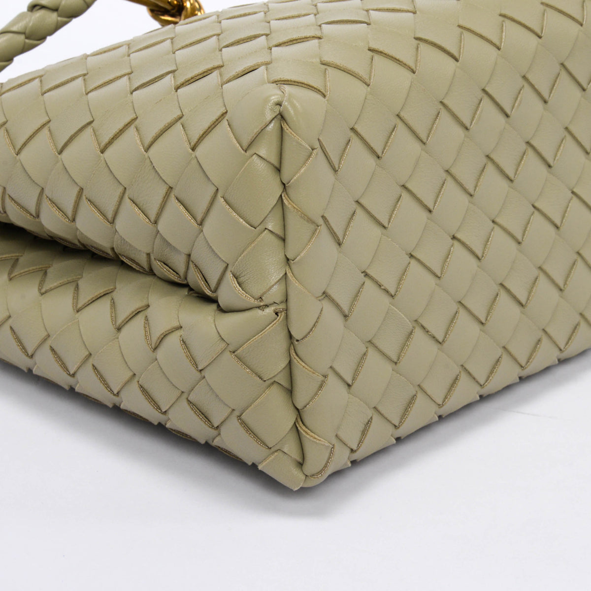 Bottega Veneta Travertine Intrecciato Lambskin Medium Andiamo Tote