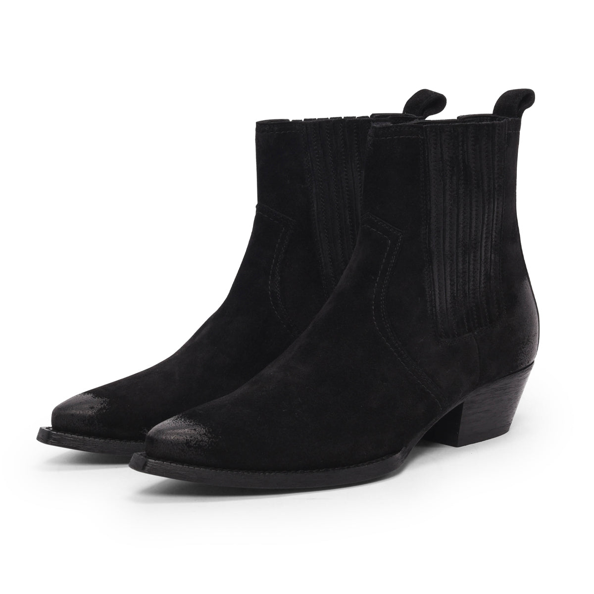 Saint Laurent Black Burnished Suede Lukas 40 Boots 40