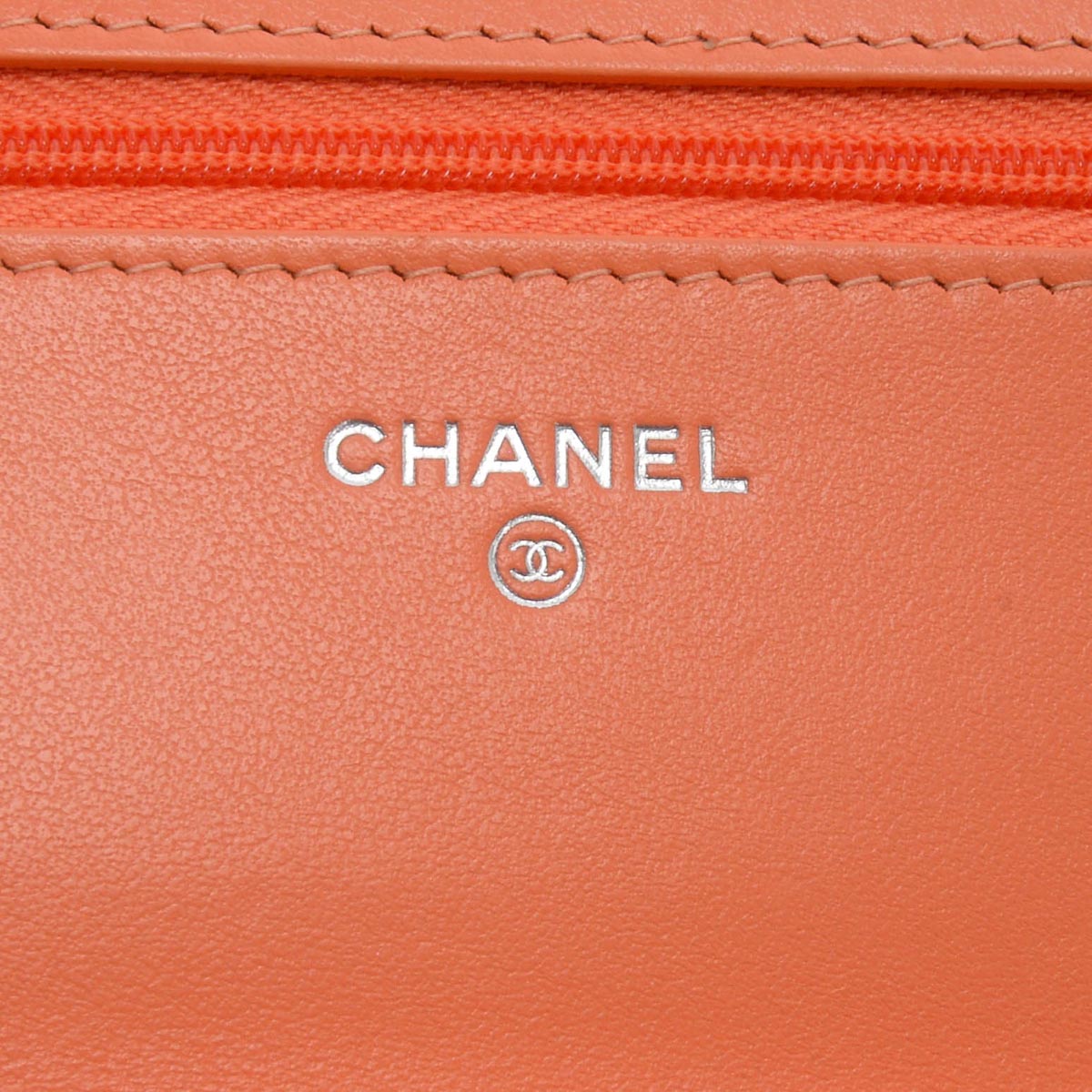 Chanel Light Orange Lambskin Wallet on Chain