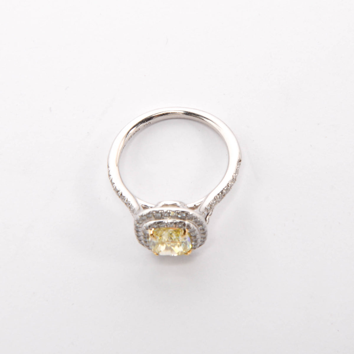 Tiffany & Co Platinum & Yellow Diamond Soleste Cushion-Cut Halo Ring