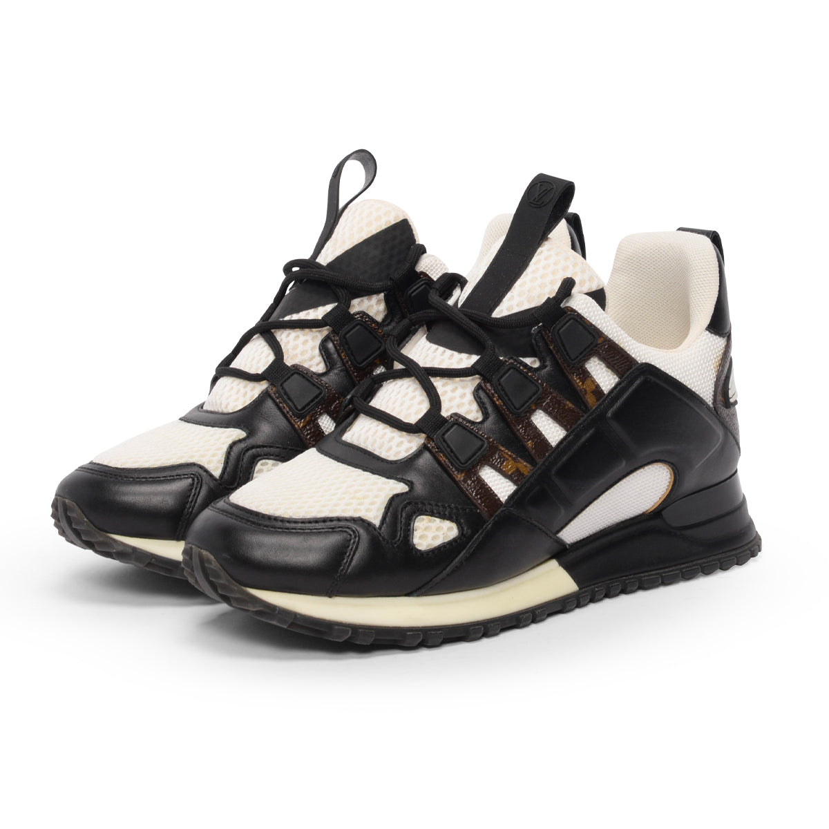 Louis Vuitton Black Calfskin Monogram Run Away Sneakers 37