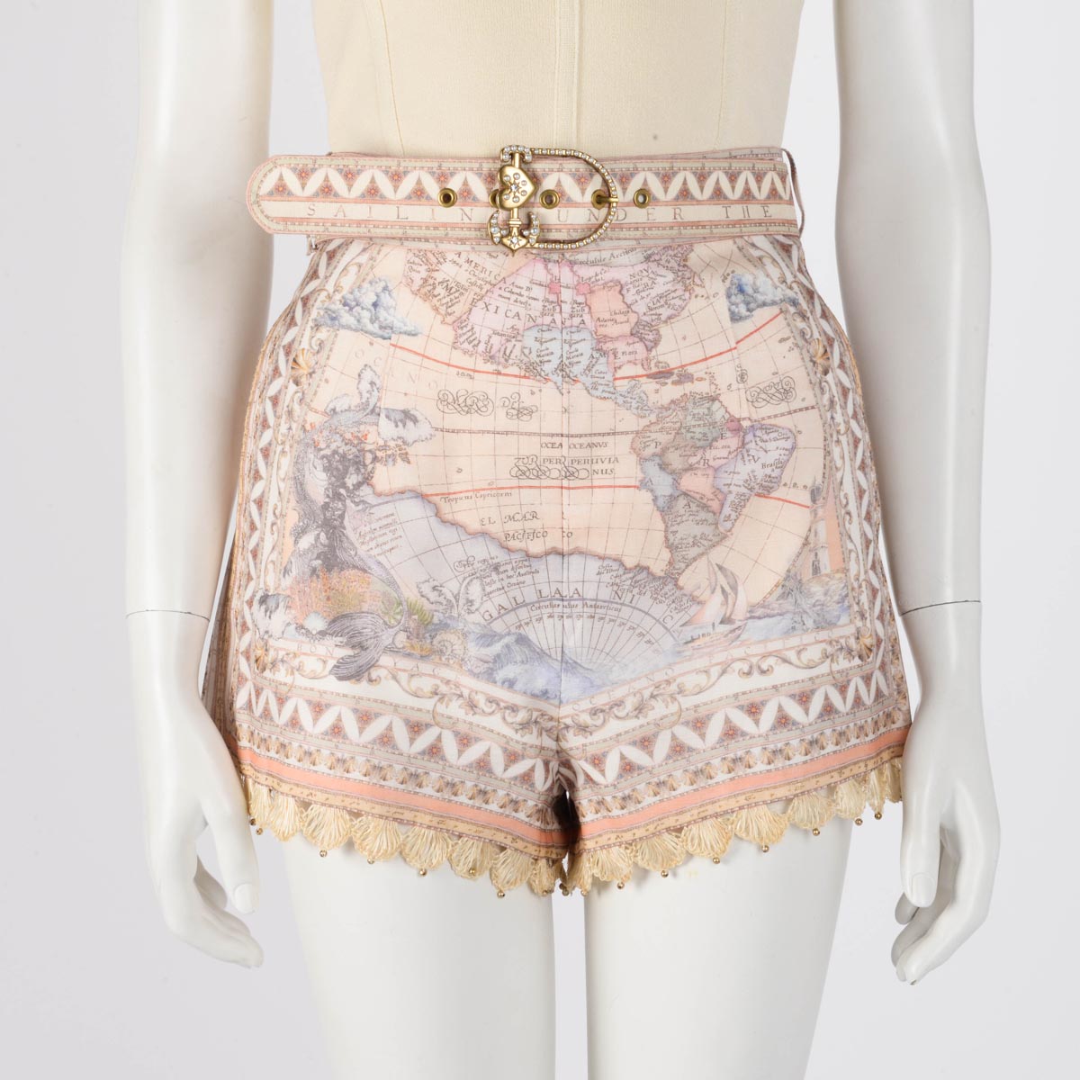 Zimmermann Odyssey Print High Tide Belted Shorts 0