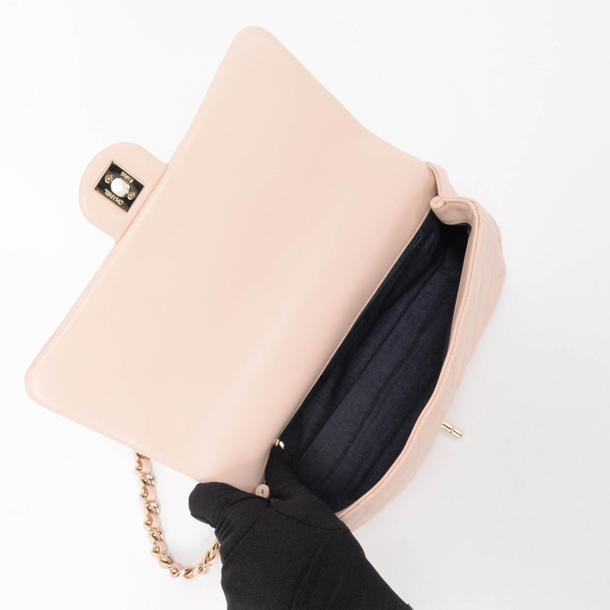 Chanel Soft Pink Lambskin Elegant Chain Flap Bag