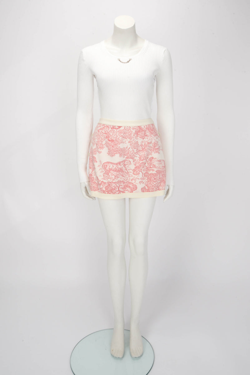 Dior Pink Toile de Jouy Sauvage Dioriviera Mini Skirt FR 36