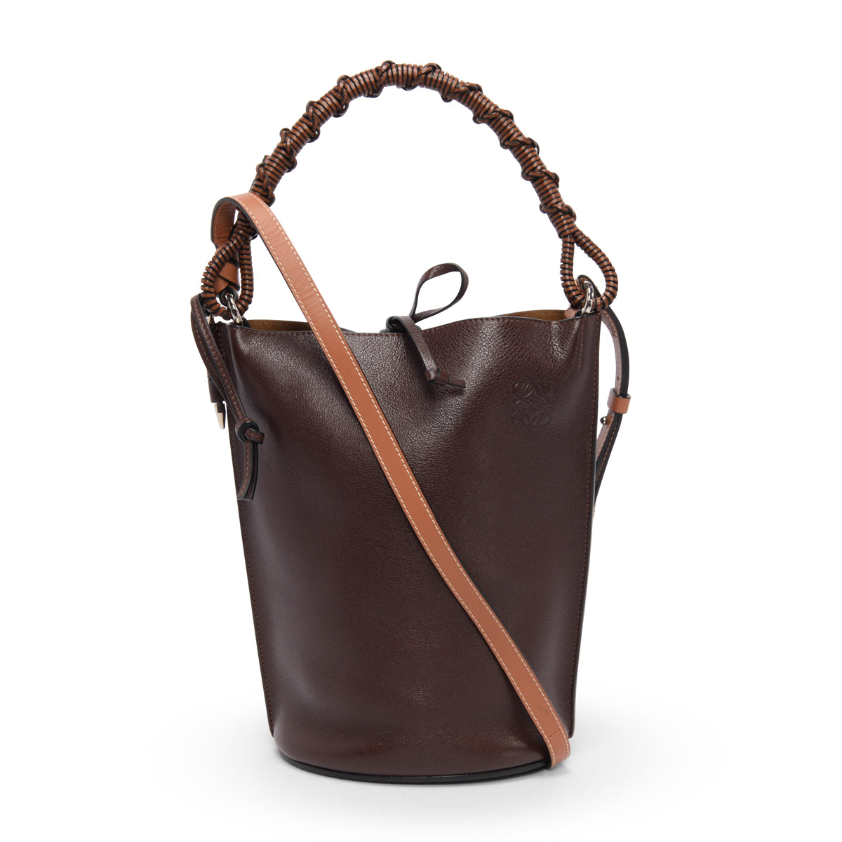 Loewe Dark Brown Gate Braided Handle Bucket Bag