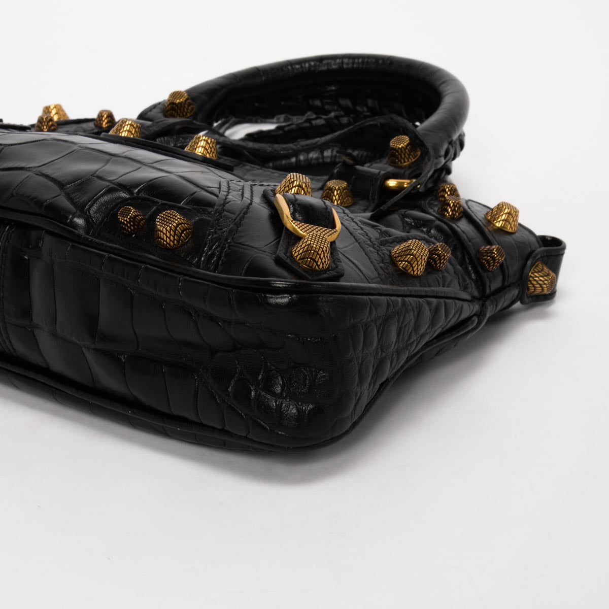 Balenciaga Black Moc Croc Small Neo Cagole Tote