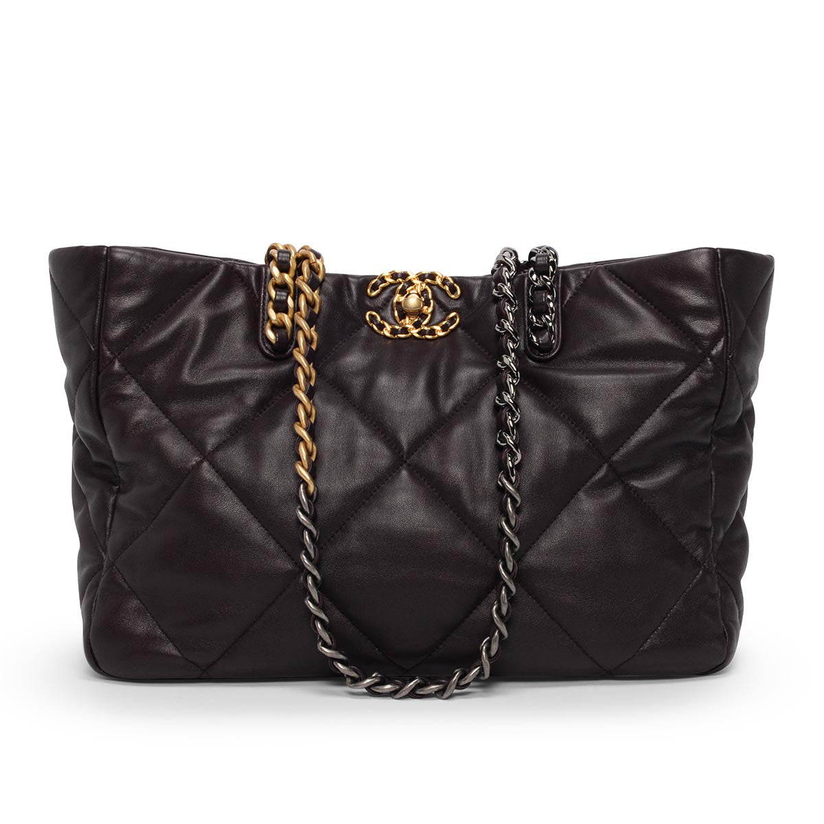 Chanel Aubergine Quilted Lambskin 19 East West Shopping Tote