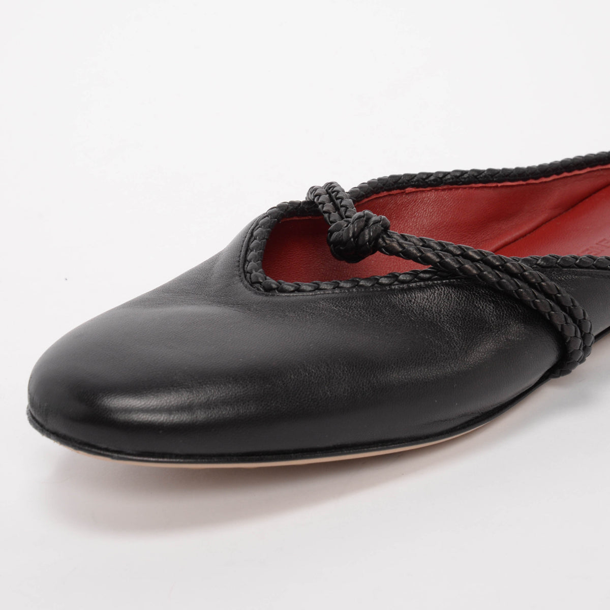 Bottega Veneta Black Lambskin Rosa Mary-Jane Ballerina Flats 39