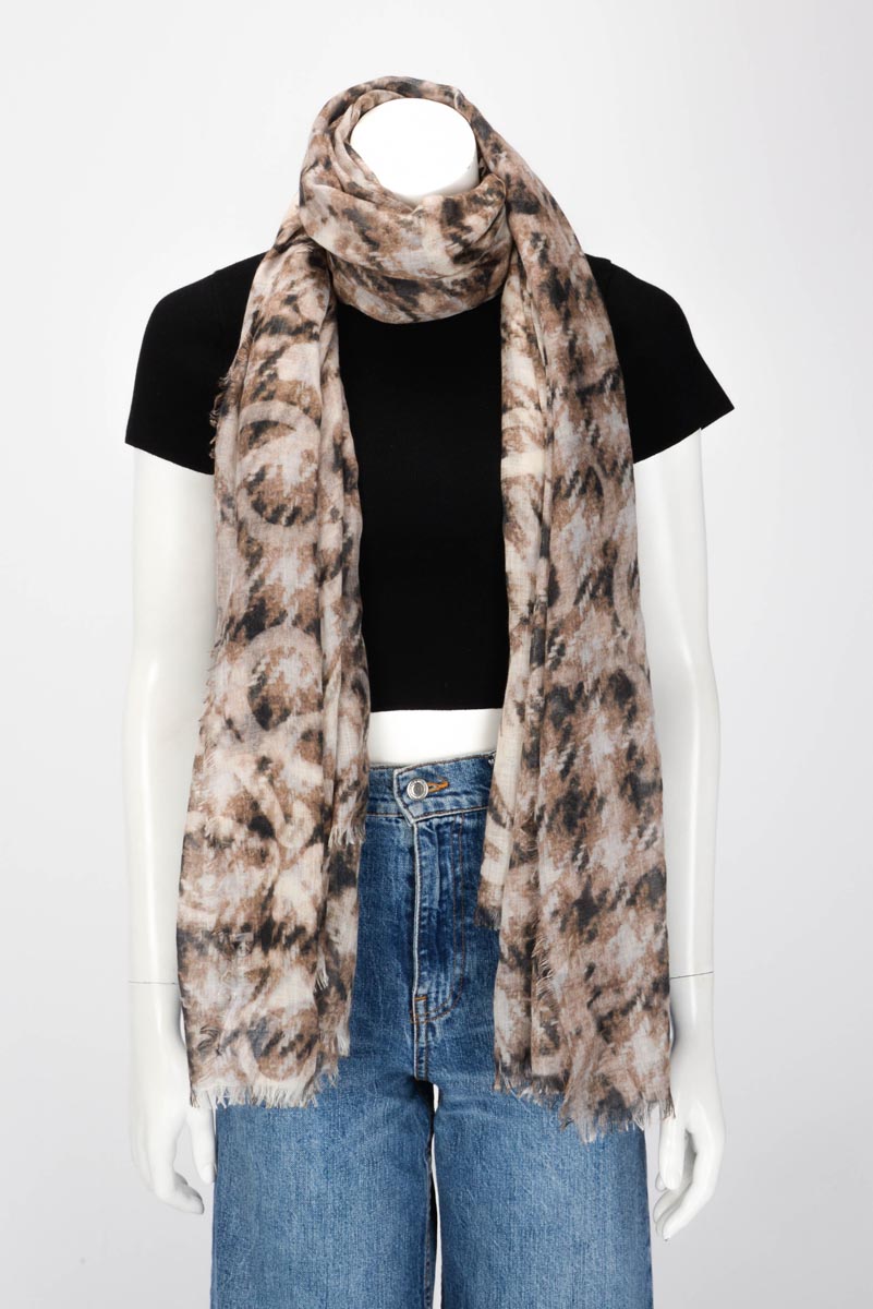 Loewe Taupe Cashmere & Silk Anagram Shawl