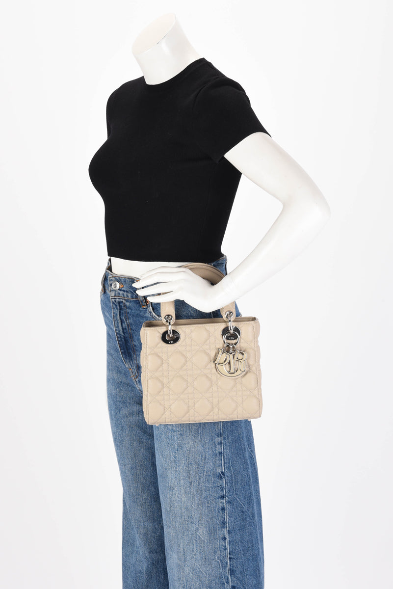 Dior Sand Cannage Grained Calfskin Small Lady Dior