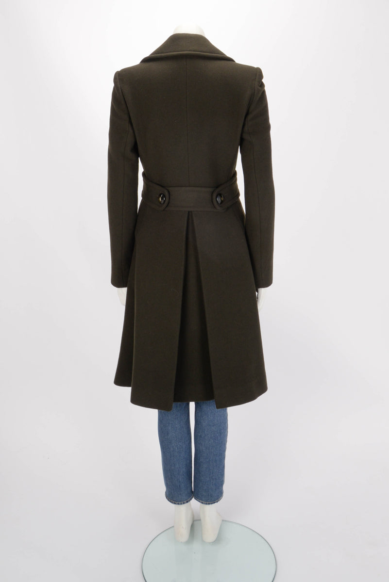 Stella McCartney Olive Wool Melton D.B. Coat IT 42