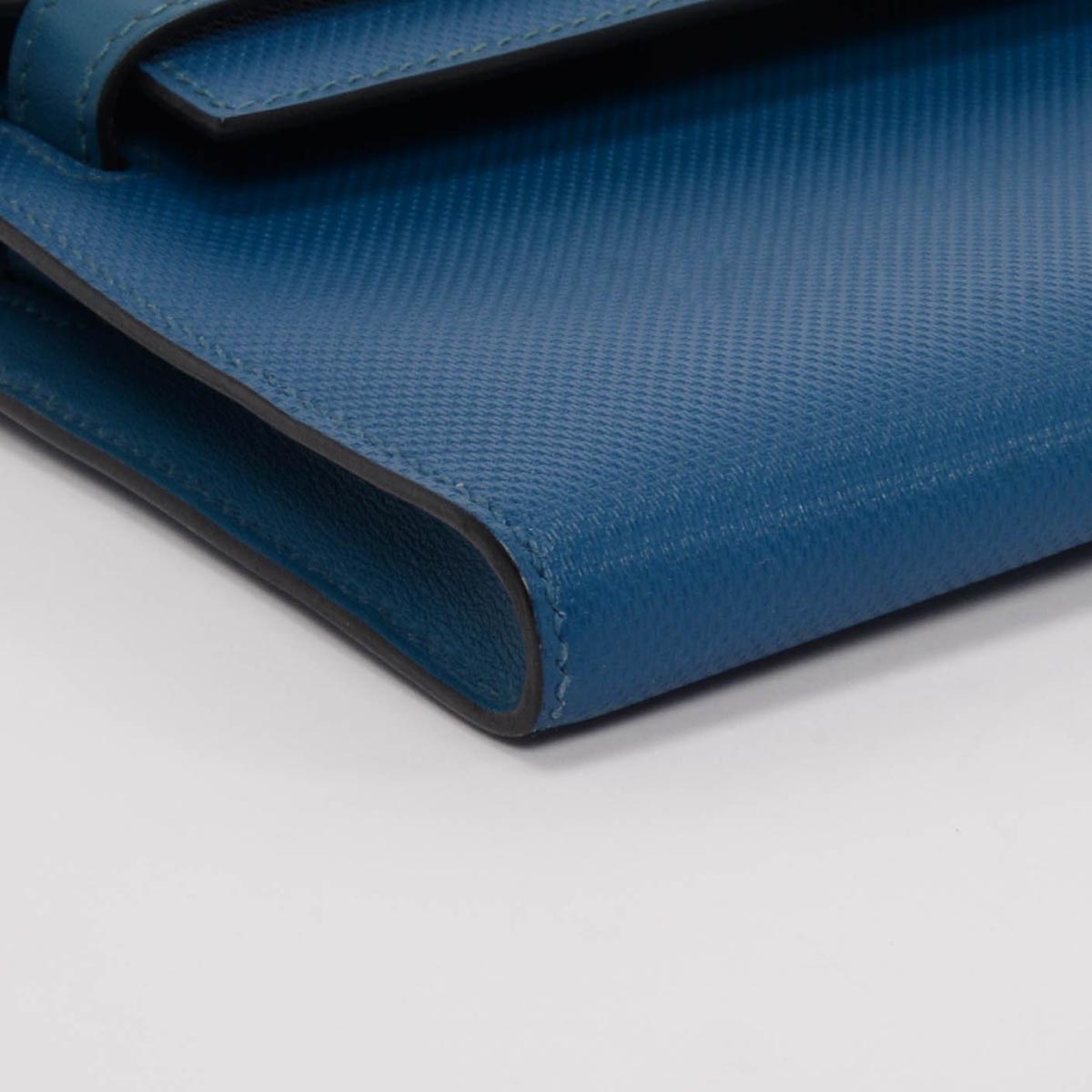 Hermes Bleu de Galice Grain d'H Calfskin Kelly Cut Clutch