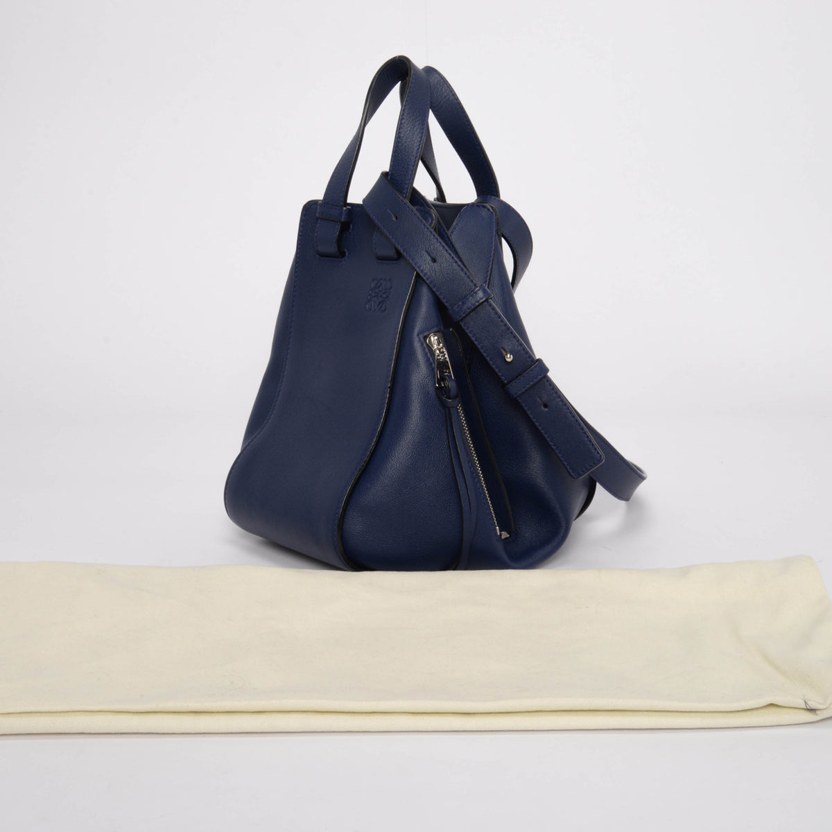 Loewe Navy Calfskin Small Hammock Bag