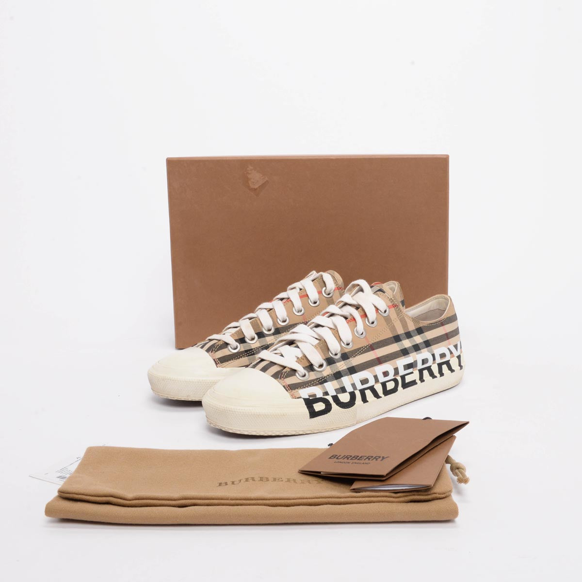 Burberry Beige Nova Check Low Top Sneakers 41