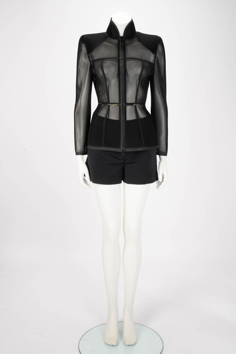 Fendi Black Mesh Zip Front Jacket