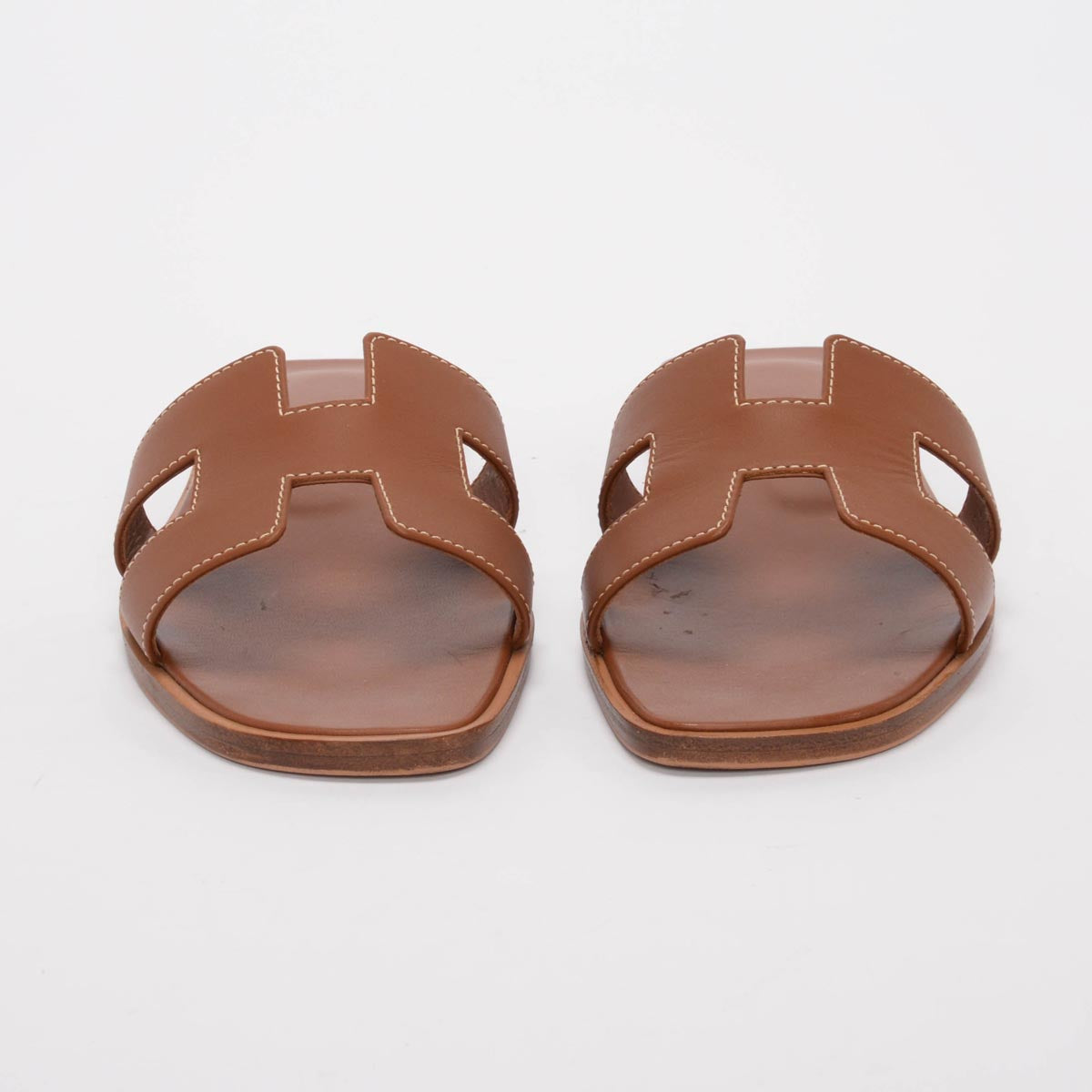 Hermes Gold Box Calf Oran Sandals 36