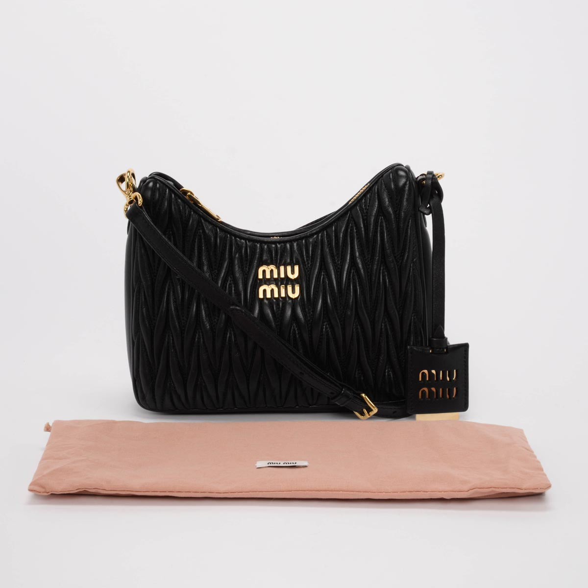 Miu Miu Black Matelasse Nappa Shoulder Bag