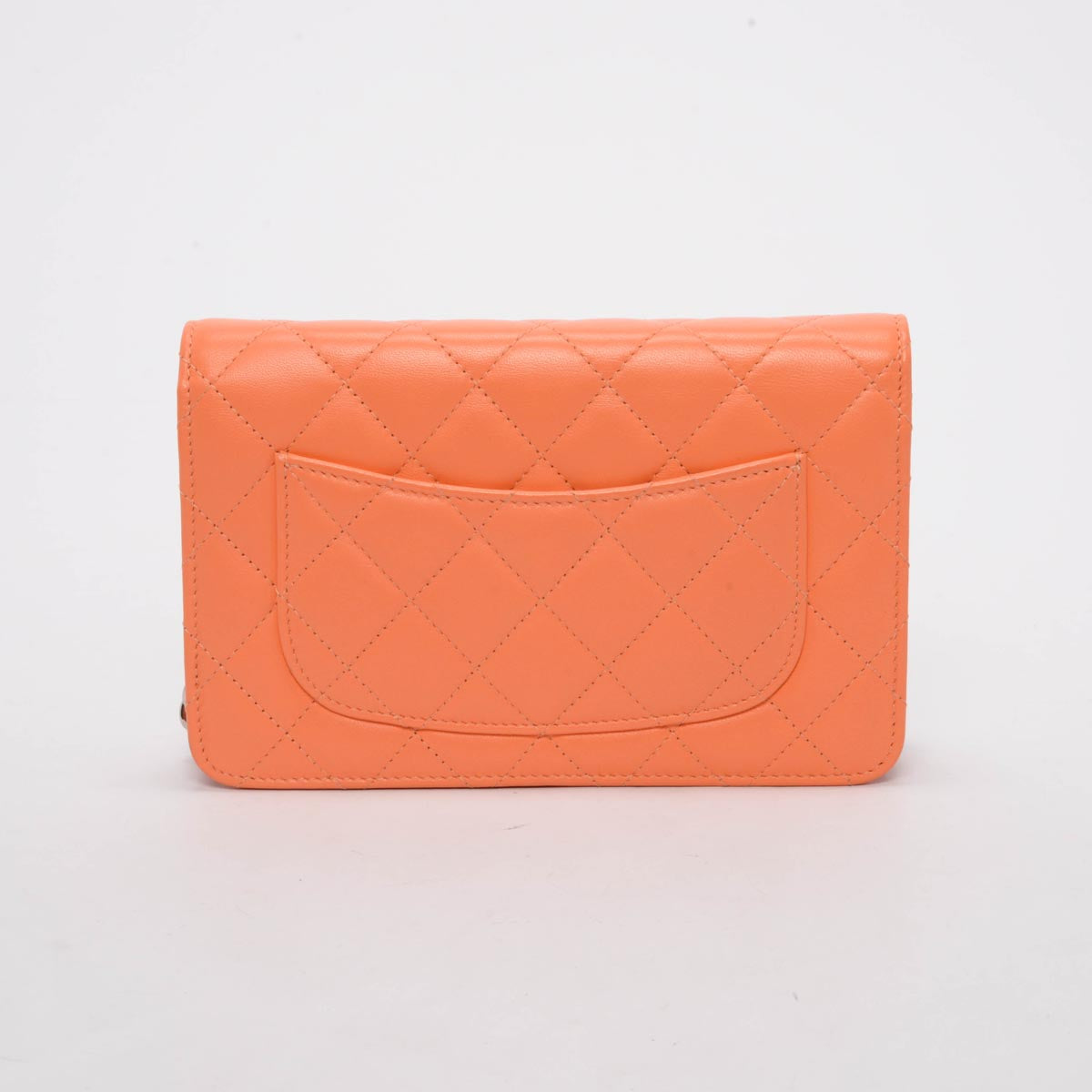 Chanel Light Orange Lambskin Wallet on Chain