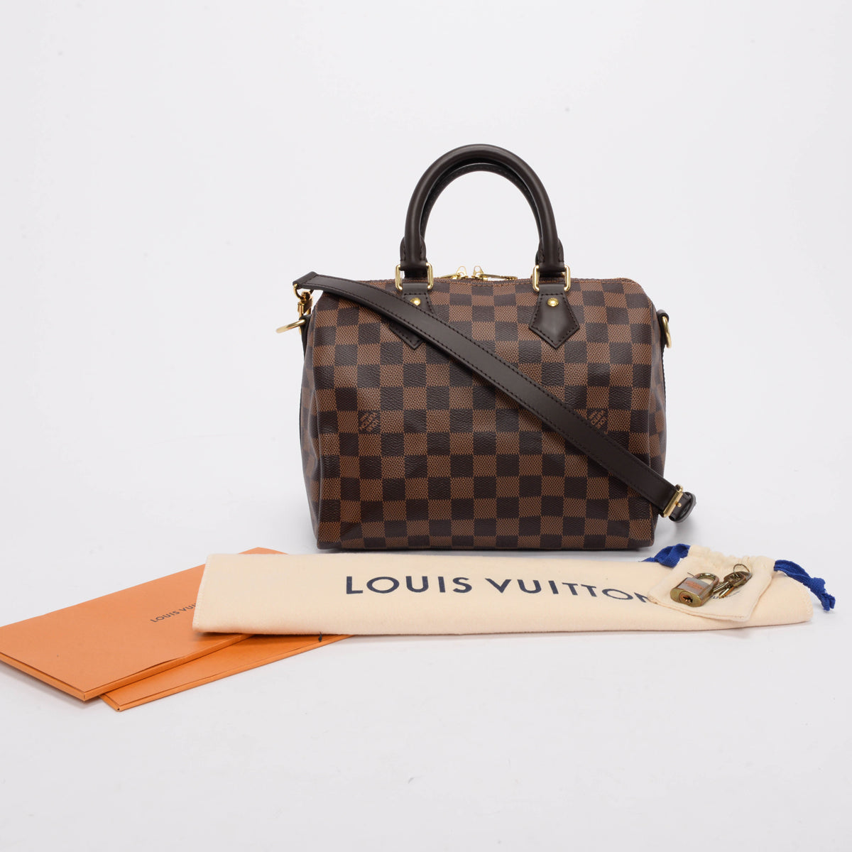 Louis Vuitton Damier Ebene Speedy Bandouliere 25 Bag