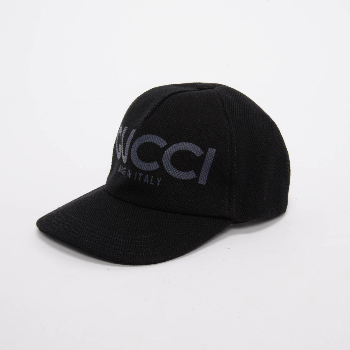 Gucci Black Cotton Canvas Logo Print Baseball Cap