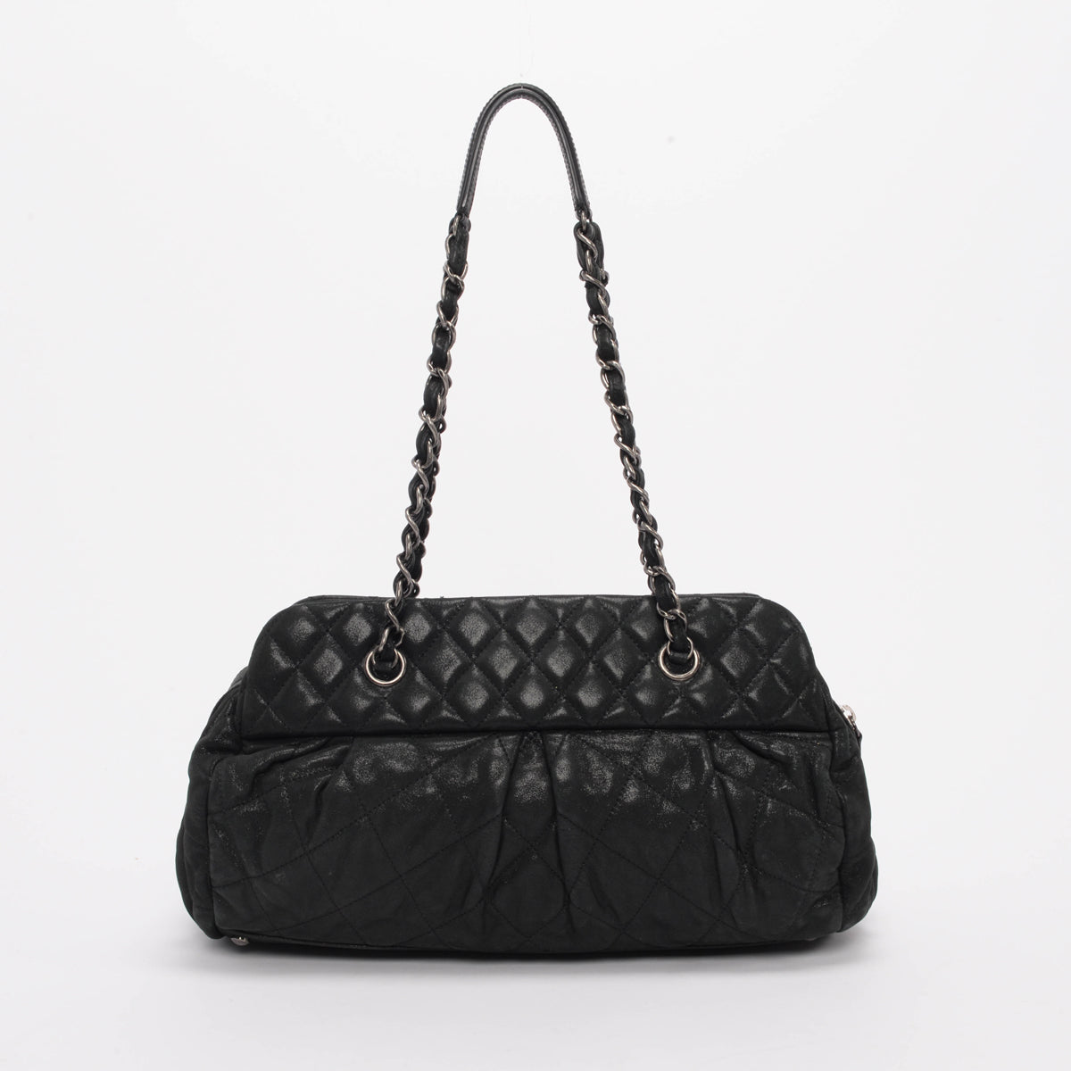 Chanel Black Iridescent Calfskin Chic Quilt Bowling Bag