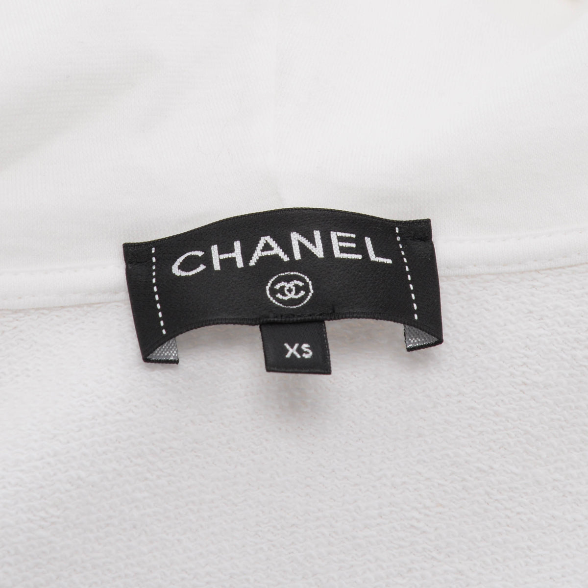 Chanel White Cotton Coco Graffiti Zip Hoodie XS