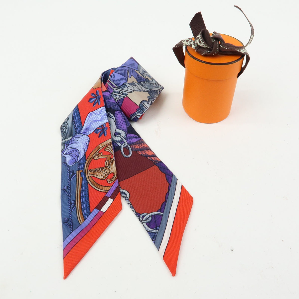 Hermes Red & Blue Cavalleria d'Etriers Twilly