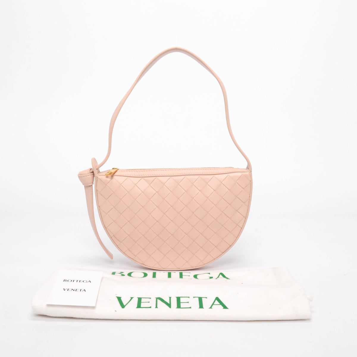 Bottega Veneta Light Pink Intrecciato Lambskin Mini Sunrise Bag
