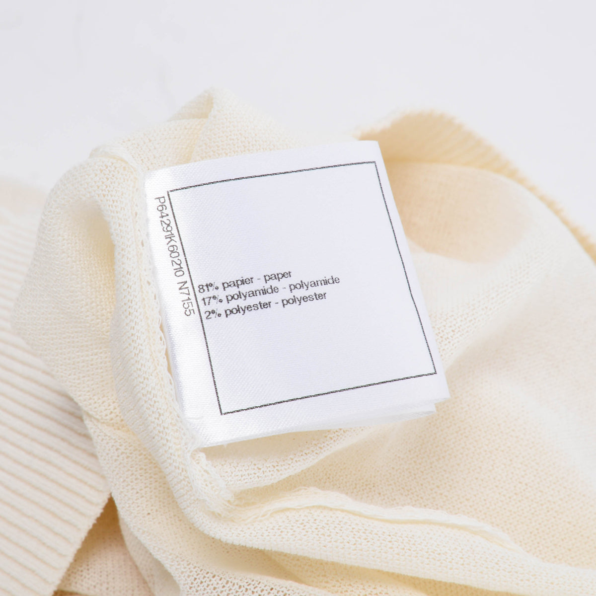 Chanel Ivory Knitted Pintuck Detail Blouse FR 50