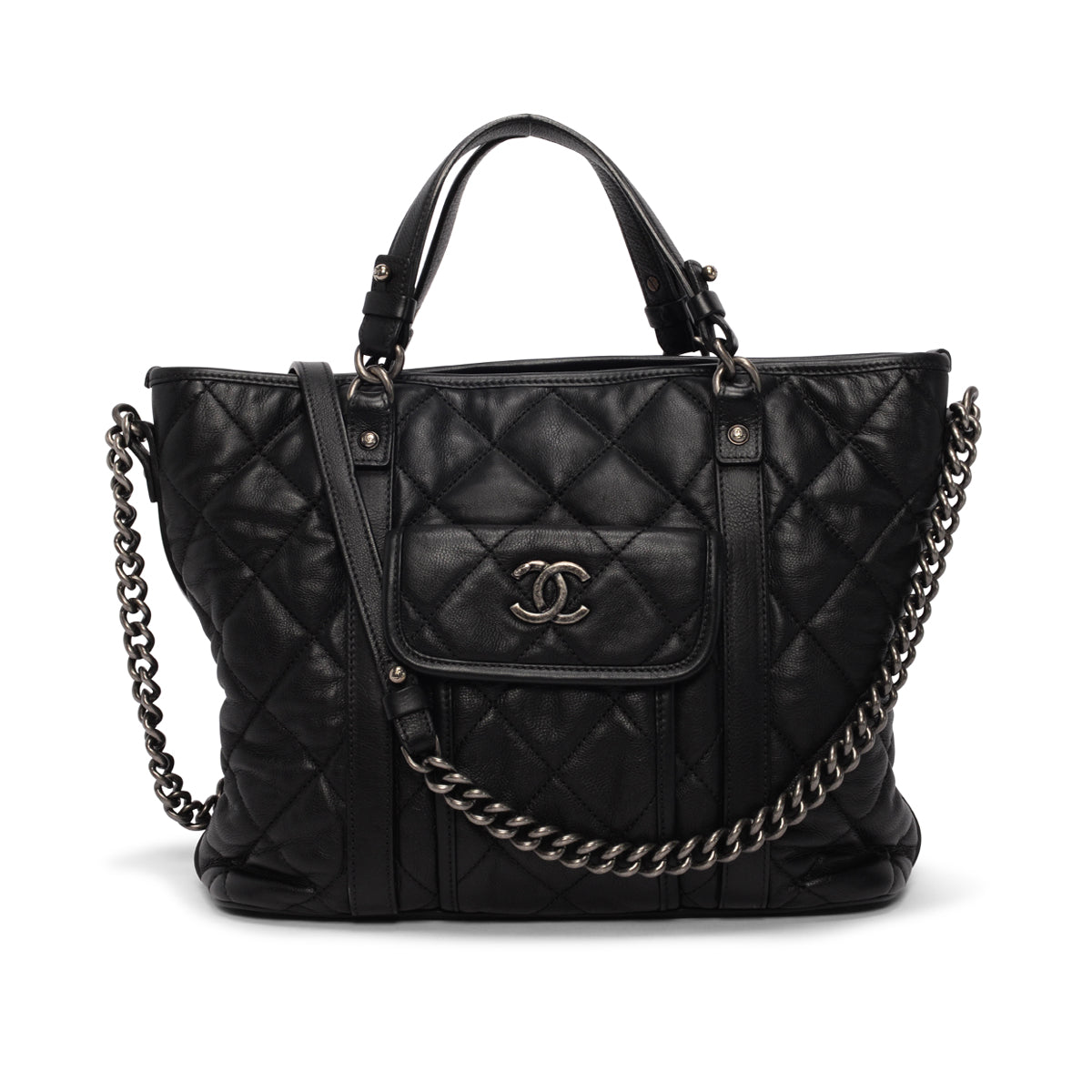 Chanel Black Quilted Calfskin Small Casual Riviera Tote